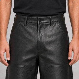 men's black leather carpenter shorts MLS 810035 28