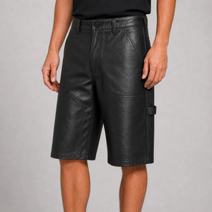 men's black leather carpenter shorts MLS 810035 28