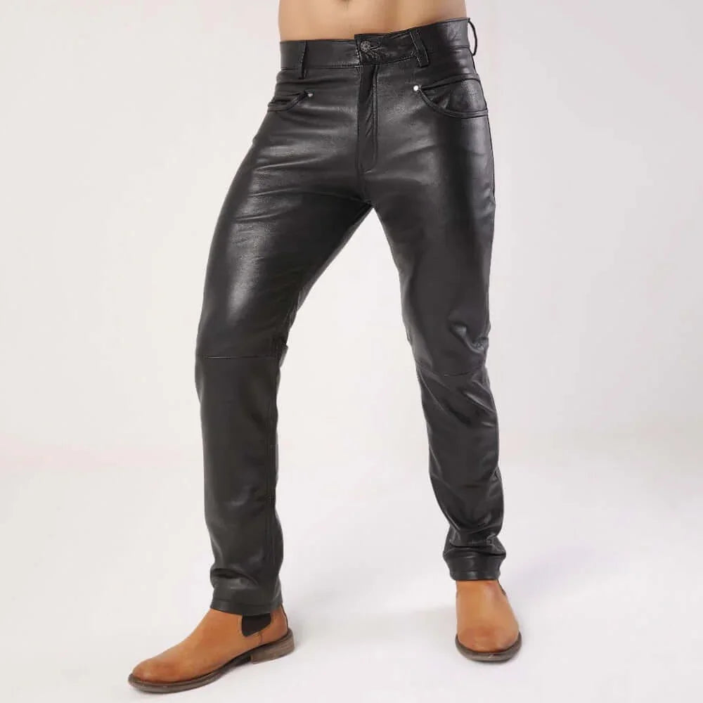 Men's Black Sheep Leather Biker Stylish Pants - TheBougees
