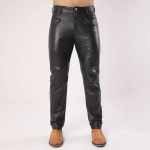 Men's Black Sheep Leather Biker Stylish Pants - TheBougees