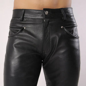Men's Black Sheep Leather Biker Stylish Pants - TheBougees