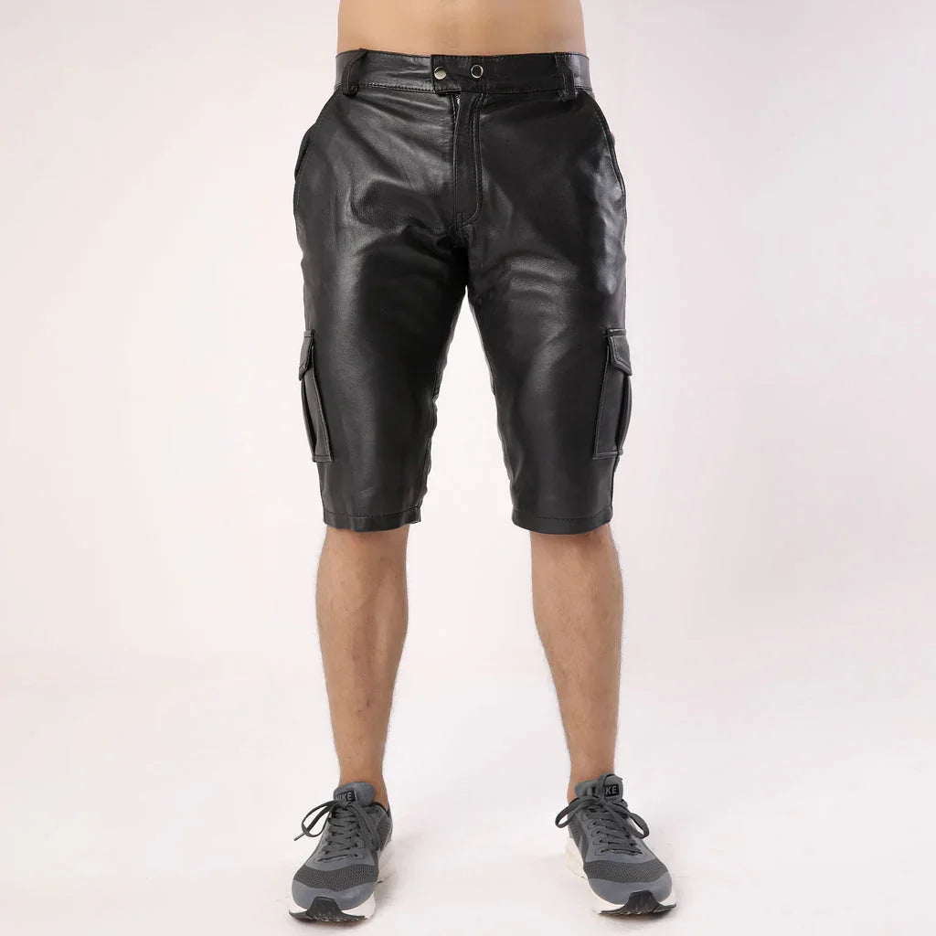 Men's Sheep Leather Cargo Shorts | Dual Side Pockets - TheBougees