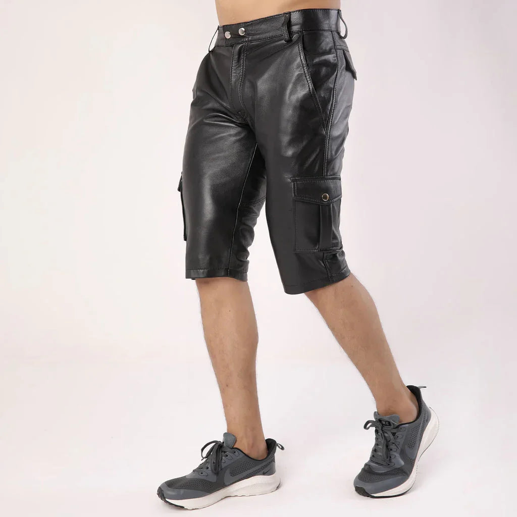Men's Sheep Leather Cargo Shorts | Dual Side Pockets - TheBougees