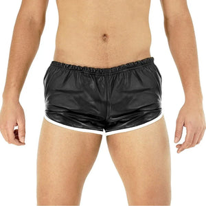 Mens Sheep Leather Shorts White stripes - TheBougees