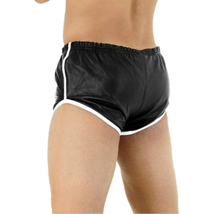 Mens Sheep Leather Shorts White stripes - TheBougees