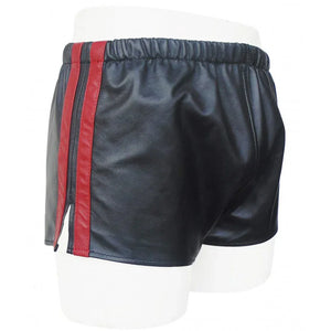 Mens Sheep Leather Shorts Soft Boxers With Red Strips Gym Shorts - TheBougees