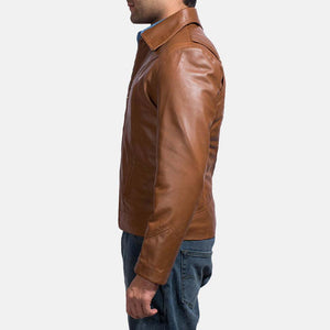 Gentleman Camel Brown Old School Leather Jacket - TheBougees