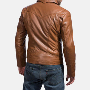 Gentleman Camel Brown Old School Leather Jacket - TheBougees