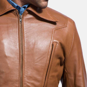 Gentleman Camel Brown Old School Leather Jacket - TheBougees