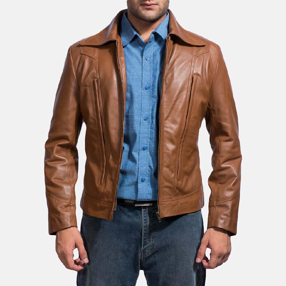 Gentleman Camel Brown Old School Leather Jacket - TheBougees