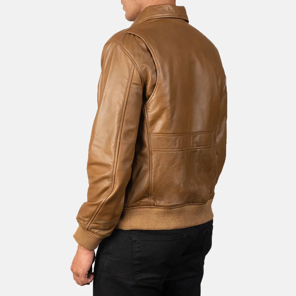 Old School Olive Brown Sheep leather jacket - TheBougees