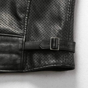 Men Perforated Biker Leather Vests - TheBougees