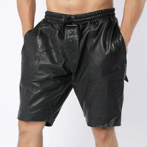 Perforated Leather Shorts For Men - Dotted Leather Shorts - TheBougees