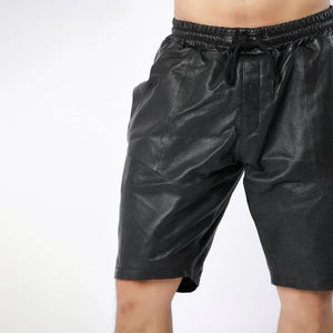 Perforated Leather Shorts For Men - Dotted Leather Shorts - TheBougees