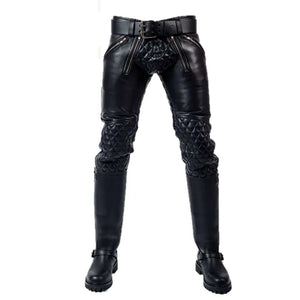 Mens Black Quilted Sheep Leather Pant - TheBougees