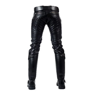 Mens Black Quilted Sheep Leather Pant - TheBougees