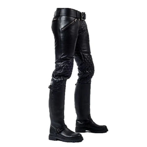 Mens Black Quilted Sheep Leather Pant - TheBougees