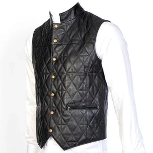 Quilted Leather Vest Made With Pure Lamb Skin - TheBougees