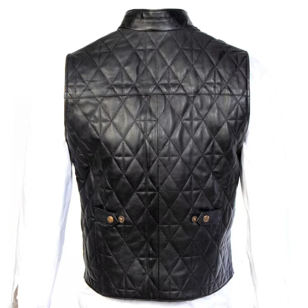 Quilted Leather Vest Made With Pure Lamb Skin - TheBougees