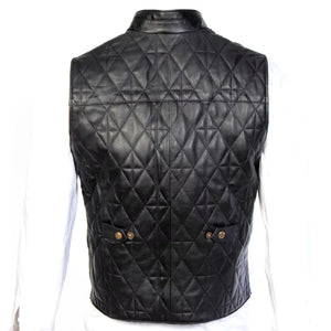 Quilted Leather Vest Made With Pure Lamb Skin - TheBougees