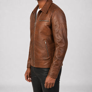 brown leather jacket for men SLJ-014 2XS