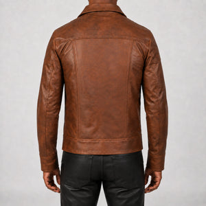 brown leather jacket for men SLJ-014 2XS