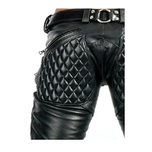 Soft Leather Quilted Pant with Zipper - TheBougees