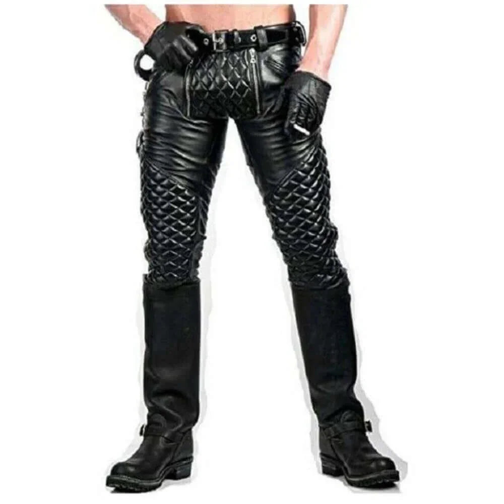 Soft Leather Quilted Pant with Zipper - TheBougees