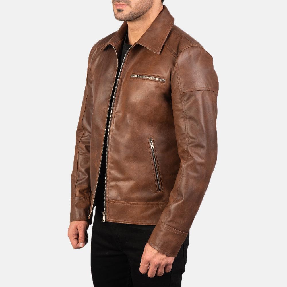 Brown Biker Leather Jacket for Men - TheBougees