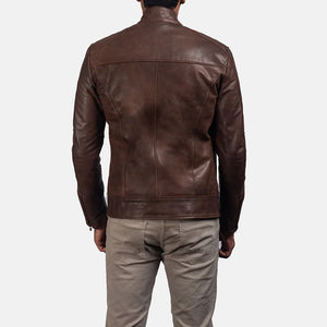 Men Stylish Chocolate Brown Leather Jacket - TheBougees