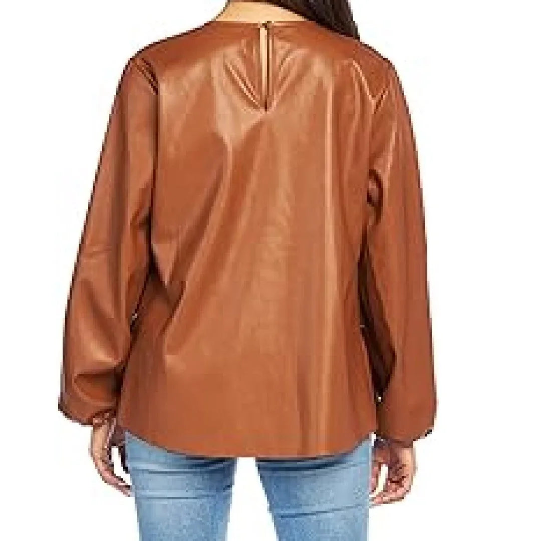 Stylish Leather Shirts For Women In Brown - TheBougees