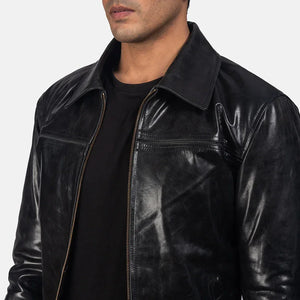 Vintage Black Plain Collar Jacker for Mens - TheBougees