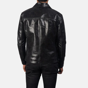 Vintage Black Plain Collar Jacker for Mens - TheBougees