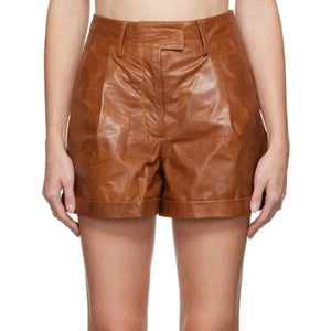 Stylish Leather Shorts For Women With Belted Waist - TheBougees