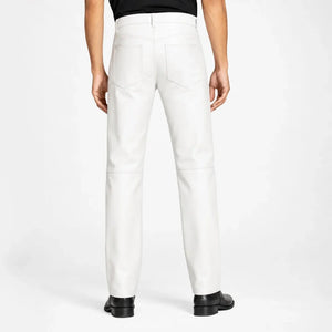 mens white leather pants MP 97004 28 28