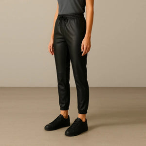 Genuine Sheepskin Leather Jogger Trousers for Women – Black Pants - TheBougees