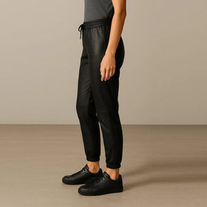 Genuine Sheepskin Leather Jogger Trousers for Women – Black Pants - TheBougees