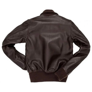 Womens Classic Brown Leather Bomber Jacket - TheBougees
