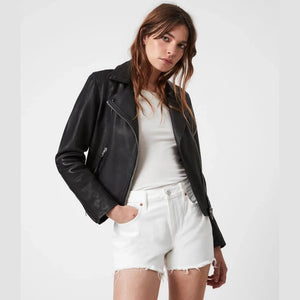 Women's Dalby Leather Biker Jacket - TheBougees