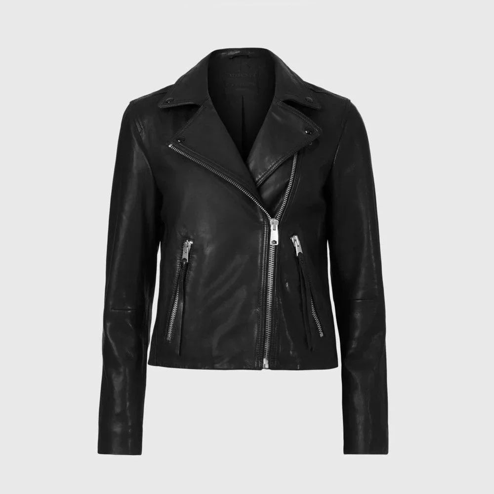 Women's Dalby Leather Biker Jacket - TheBougees