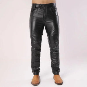 Men Sheep Leather Pants With Flap Closure - TheBougees
