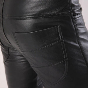 Men Sheep Leather Pants With Flap Closure - TheBougees