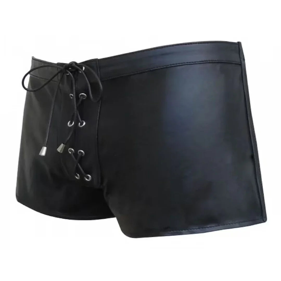 Style Lamb Skin Black Leather Shorts - TheBougees
