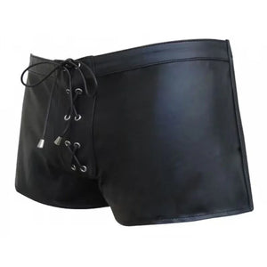 Style Lamb Skin Black Leather Shorts - TheBougees