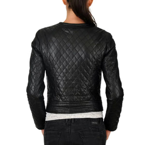 Quilted Design Leather Jacket Women - TheBougees