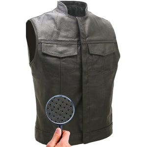 Men's Perforated Biker Leather Vests - TheBougees