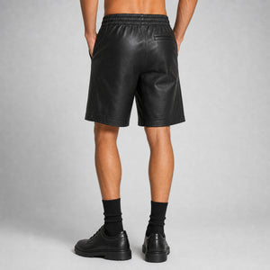 men's black leather athletic shorts MLS 810037 28