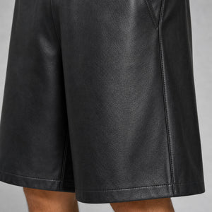 men's black leather wide leg shorts MLS 810040 28