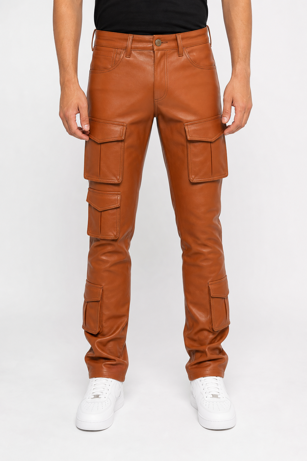 mens leather cargo pants