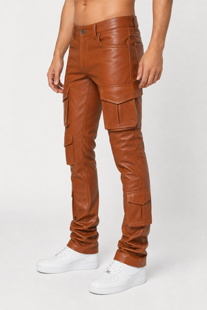 mens leather cargo pants MP 97003 28 28